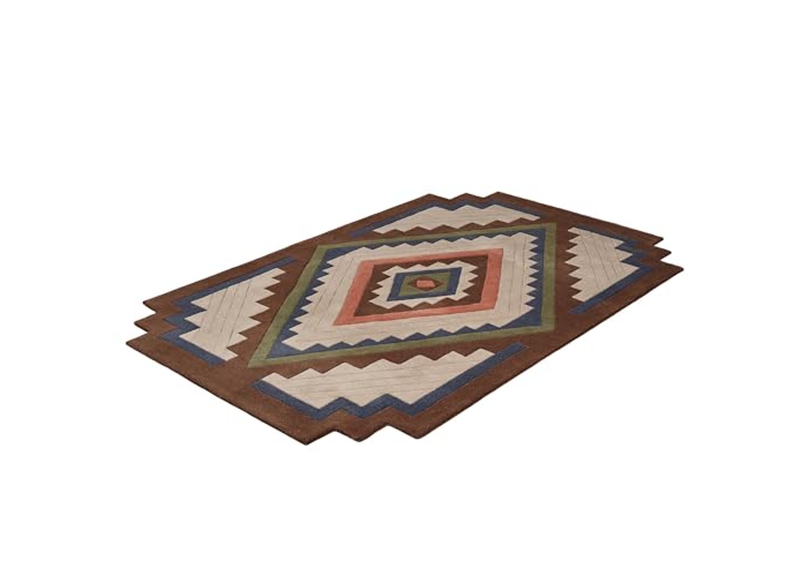 Phoenix II Southwest Stepped Rectangle Area Rug | 3 feet 6 inches x 5 feet 6 inches | Classic Southwestern Tones | Hand-Tufted and Handcarved Pure Wool Southwest Geometric Medallion Shaped Rug