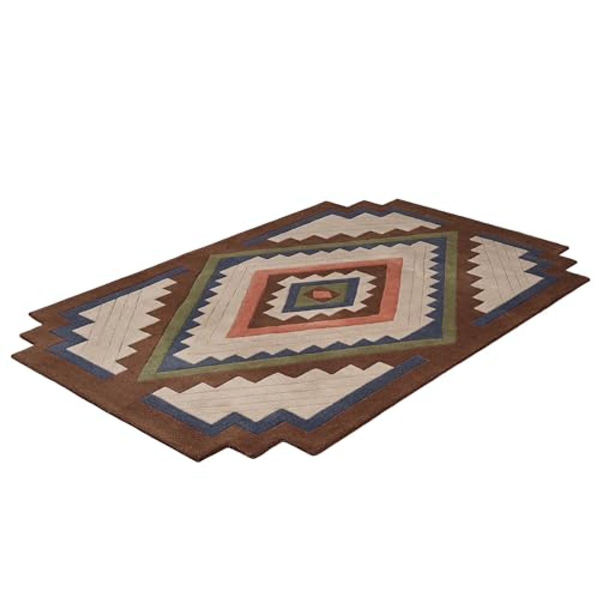 Phoenix II Southwest Stepped Rectangle Area Rug | 3 feet 6 inches x 5 feet 6 inches | Classic Southwestern Tones | Hand-Tufted and Handcarved Pure Wool Southwest Geometric Medallion Shaped Rug