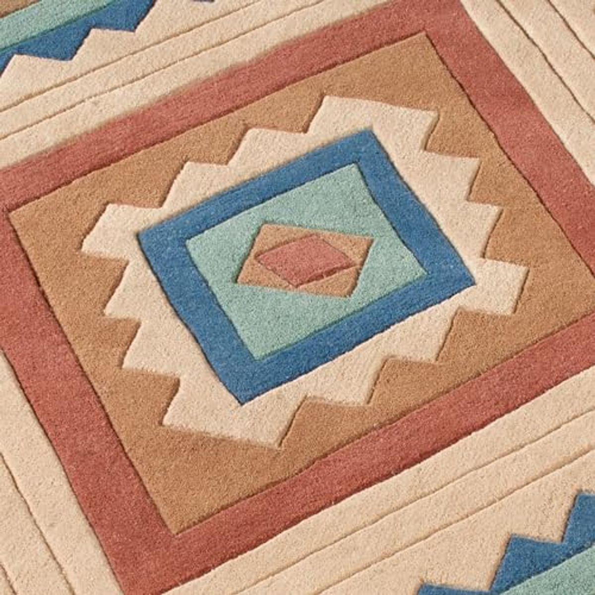 Touch of Class Canyon Southwest Stepped Rectangle Area Rug | 5 feet x 8 feet | Classic Southwestern Tones | Hand-Tufted and Handcarved Pure Wool Southwest Geometric Medallion Shaped Rug