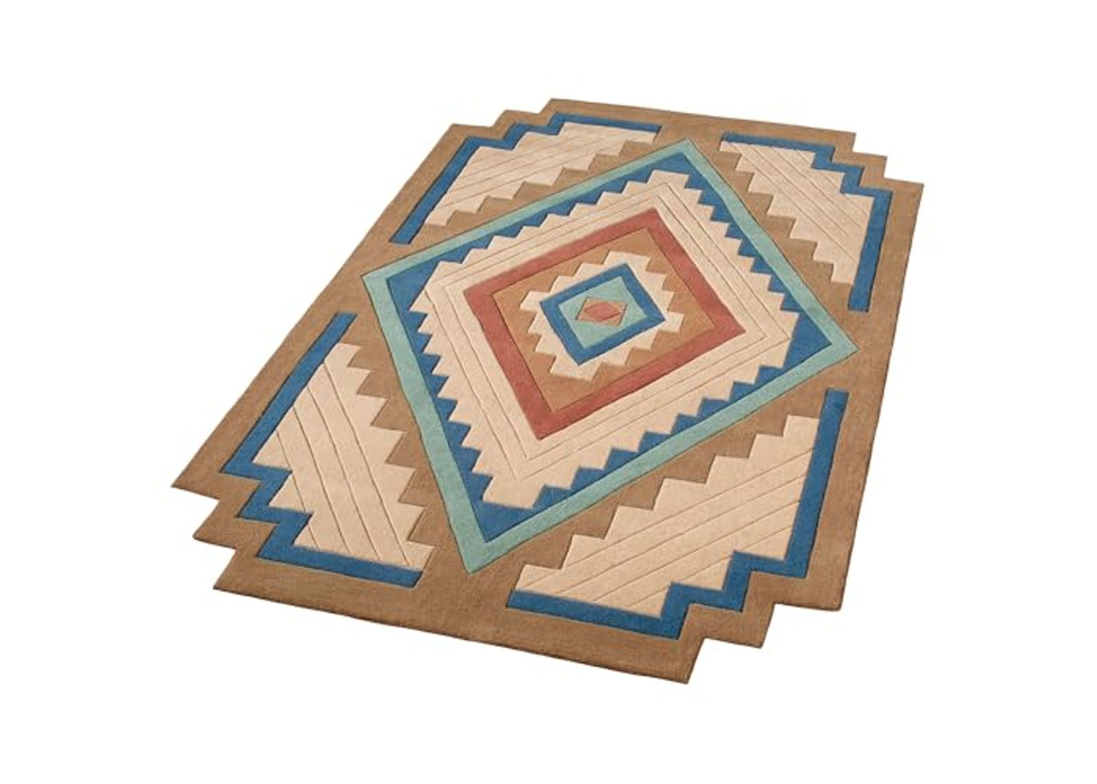 Touch of Class Canyon Southwest Stepped Rectangle Area Rug | 5 feet x 8 feet | Classic Southwestern Tones | Hand-Tufted and Handcarved Pure Wool Southwest Geometric Medallion Shaped Rug