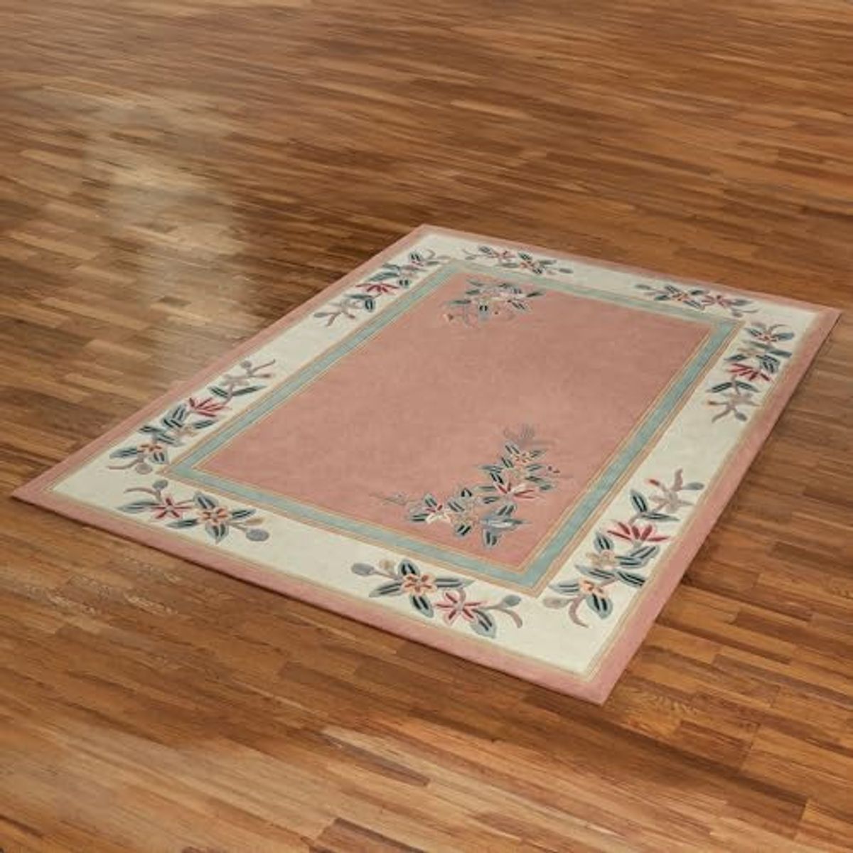 Touch of Class Elegant Corner Floral II Area Rug | Coral Peach | 8 feet x 11 feet | Handcarved, Hand-Tufted, Luster Washed, Thick Pure Wool Rectangle Rug with Traditional Flowers