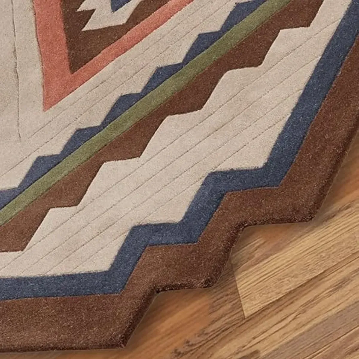 Touch of Class Phoenix II Southwest Stepped Rectangle Area Rug | 8 feet x 11 feet | Classic Southwestern Tones | Hand-Tufted and Handcarved Pure Wool Southwest Geometric Medallion Shaped Rug