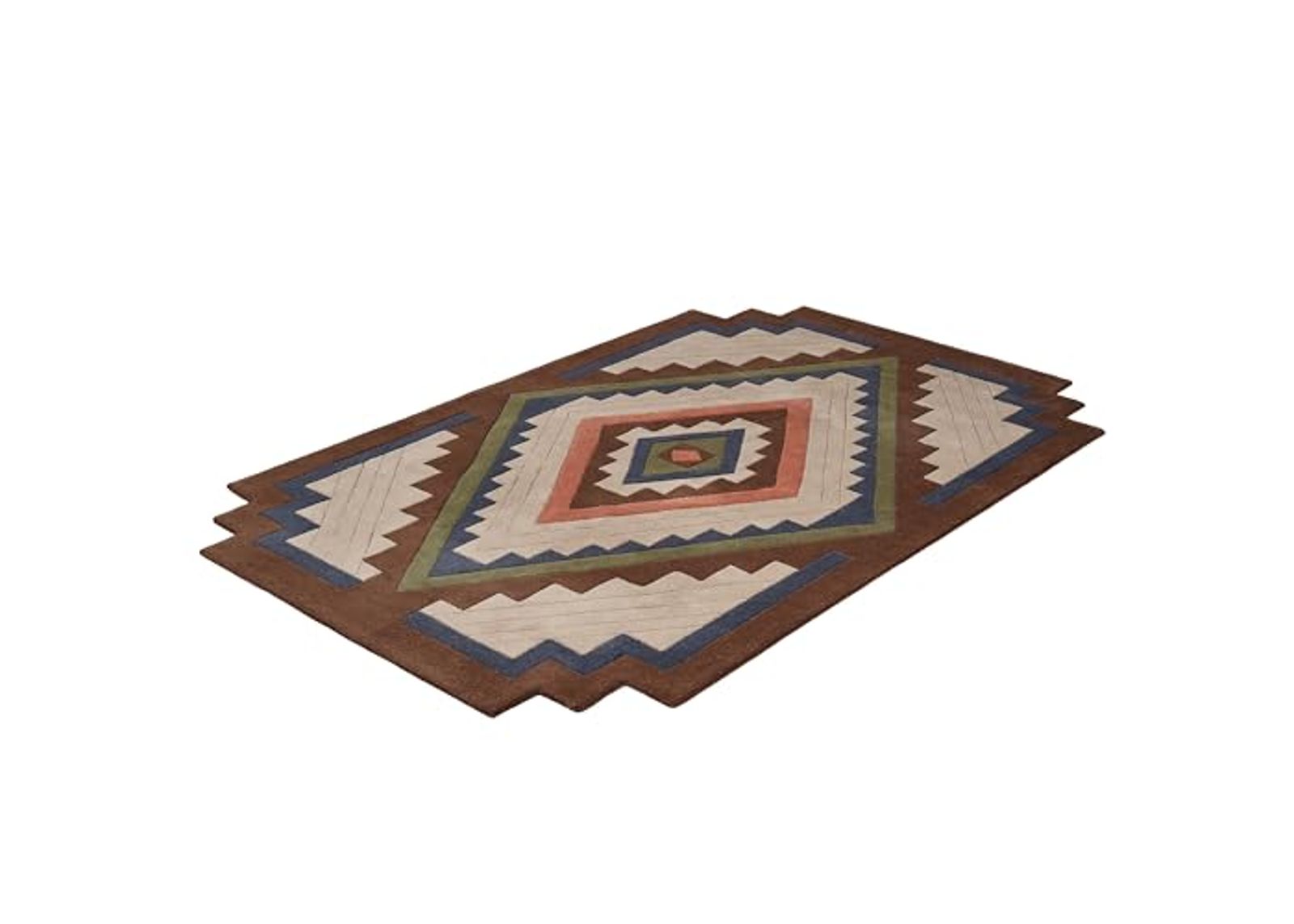 Touch of Class Phoenix II Southwest Stepped Rectangle Area Rug | 8 feet x 11 feet | Classic Southwestern Tones | Hand-Tufted and Handcarved Pure Wool Southwest Geometric Medallion Shaped Rug