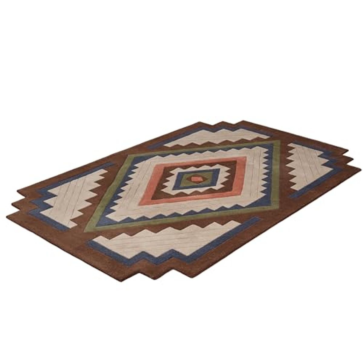 Touch of Class Phoenix II Southwest Stepped Rectangle Area Rug | 8 feet x 11 feet | Classic Southwestern Tones | Hand-Tufted and Handcarved Pure Wool Southwest Geometric Medallion Shaped Rug