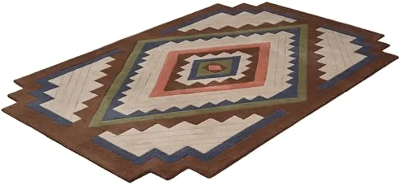 Touch of Class Phoenix II Southwest Stepped Rectangle Area Rug | 8 feet x 11 feet | Classic Southwestern Tones | Hand-Tufted and Handcarved Pure Wool Southwest Geometric Medallion Shaped Rug