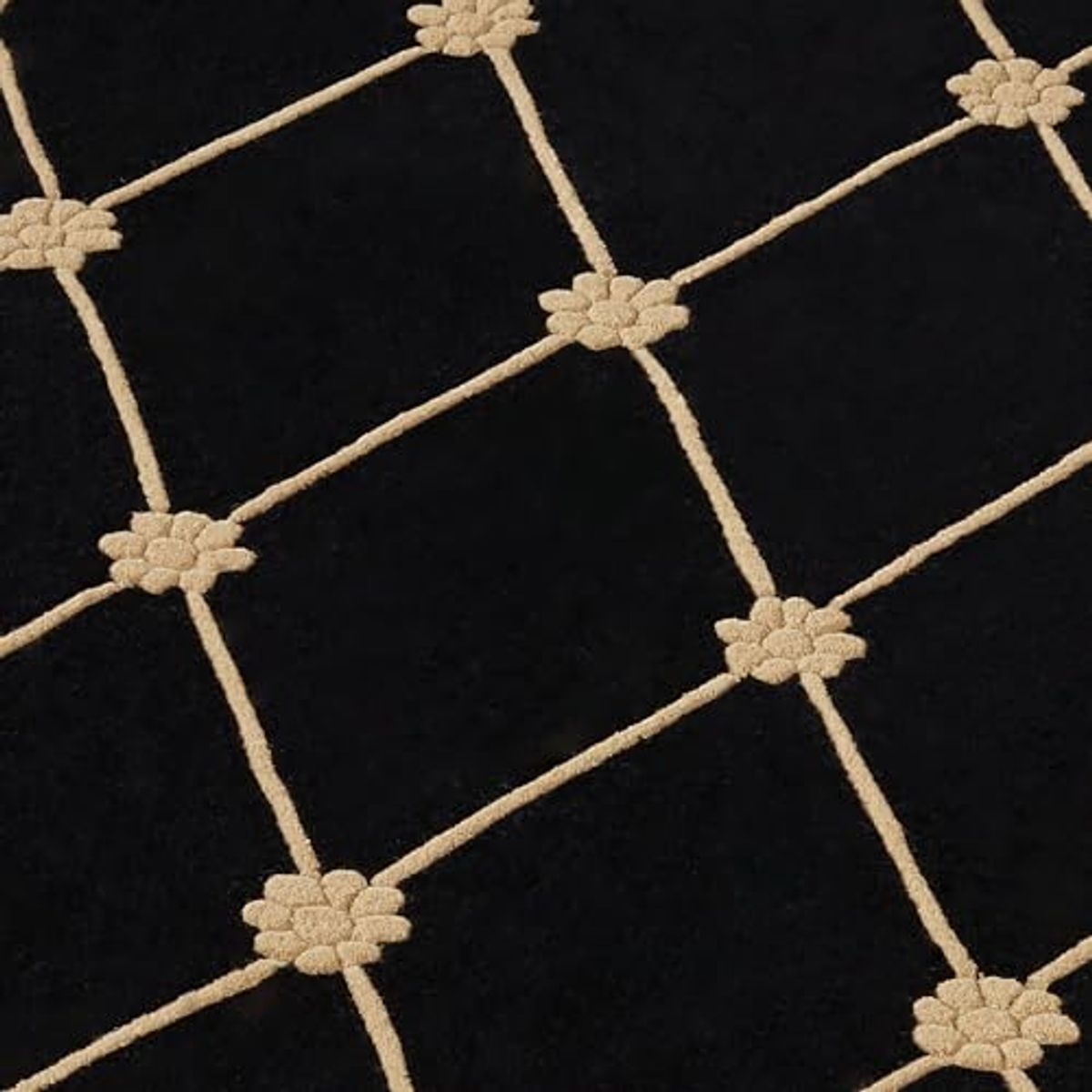 Onyx Empire II Area Rug | 5 feet 3 inches x 8 feet 3 inches | Classic Black with Gold Designs | Royal Fleur-de-lis Frame | Hand-Tufted and Handcarved Pure Wool Rectangle Area Rug with Contour Edges