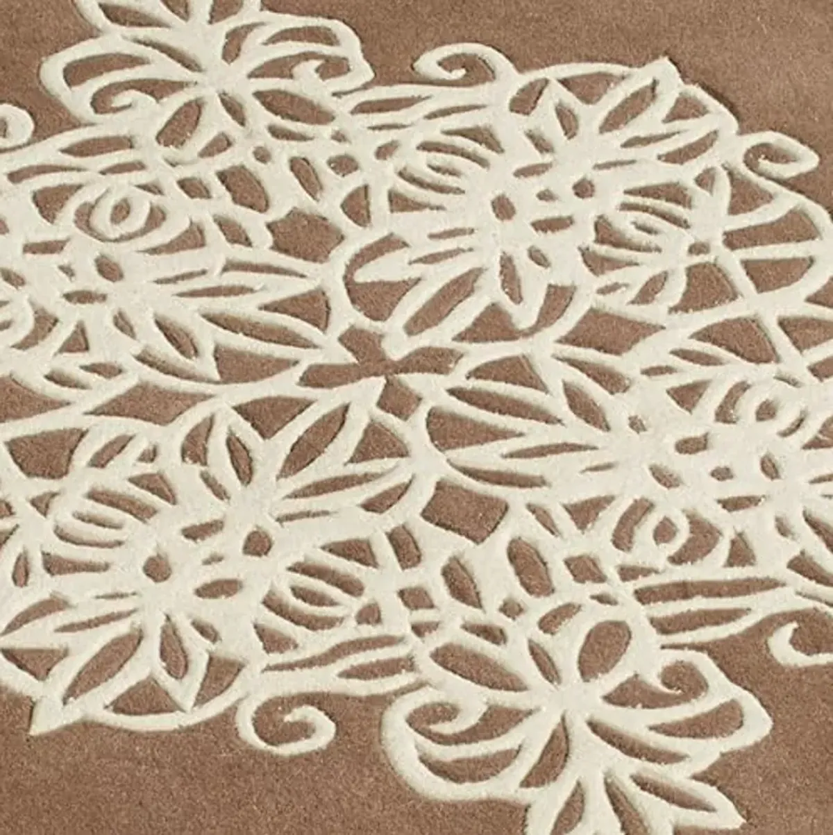 Venice Lace Area Rug | 5 feet x 8 feet | Neutral, Jewel Toned Topaz and Light Cream | Elegant Scrollwork Medallion and Dotted Pearl Border | Hand-Tufted and Handcarved Pure Wool Rectangle Area Rug