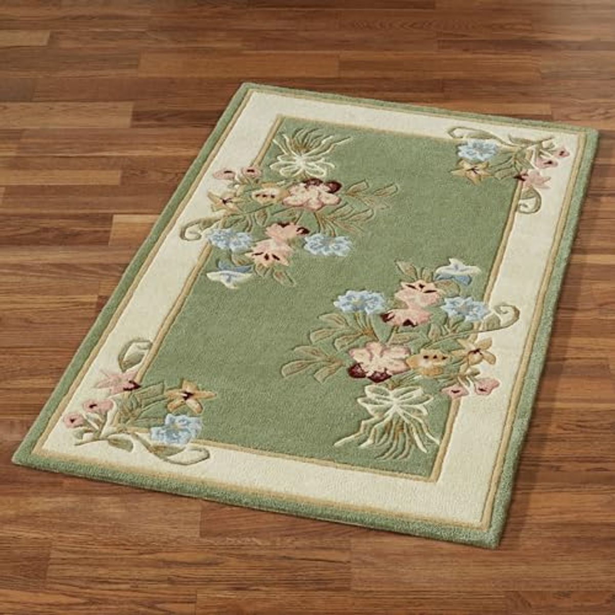 Touch of Class Handcrafted Floral Bouquet Garden Area Rug | Sage | 2 feet 6 inches x 4 feet 2 inches | Handcarved Hand-Tufted Pure Wool Thick Rectangle Rug