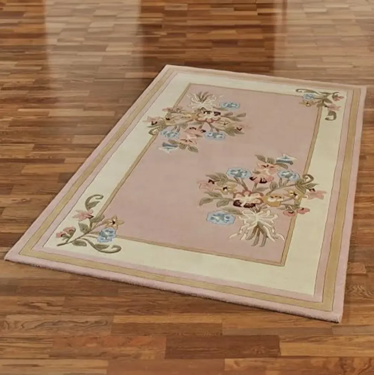 Touch of Class Handcrafted Floral Bouquet Garden Area Rug | Dusty Mauve | 5 feet 3 inches x 8 feet | Handcarved Hand-Tufted Pure Wool Thick Rectangle Rug