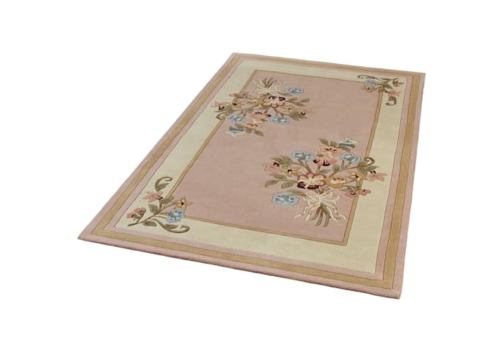 Touch of Class Handcrafted Floral Bouquet Garden Area Rug | Dusty Mauve | 5 feet 3 inches x 8 feet | Handcarved Hand-Tufted Pure Wool Thick Rectangle Rug