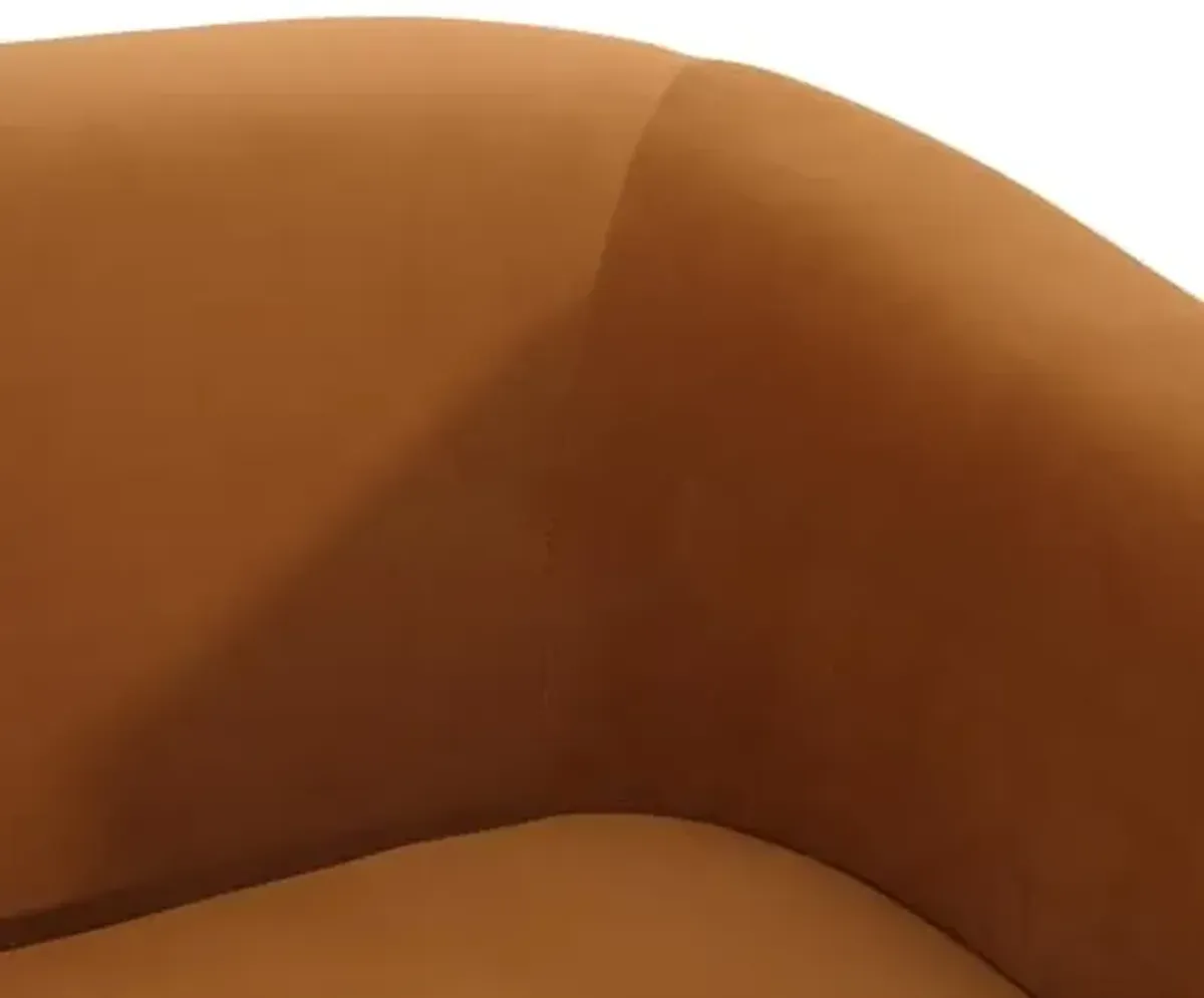 Christopher Knight Home Indoor Glam Fabric Upholstered Loveseat for Living Room,Tub-Design 2-Seater Sofa with Removable Seat Cushion and Tapered Steel Legs, Turmeric Yellow and Gold