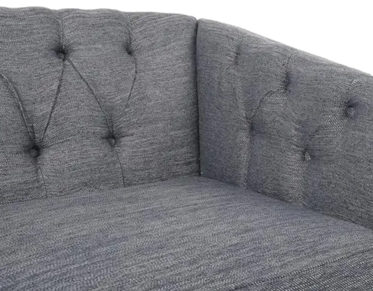 Christopher Knight Home Contemporary Tufted and Diamond Stitching Fabric Loveseat,Tub-Design 2-Seater Sofa,Removable Cushions, Birch Wood Legs,Square Arms,Charcoal Gray and Espresso