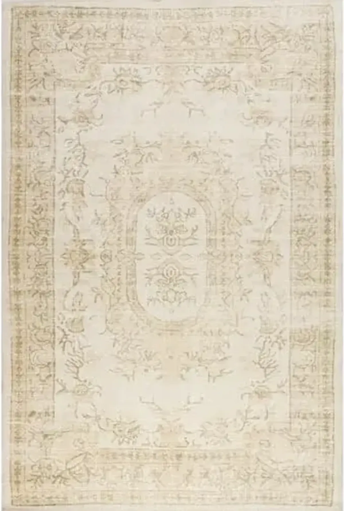 Rugs USA Castellan Medallion Wool and Cotton Area Rug, 2'8" x 8', Beige