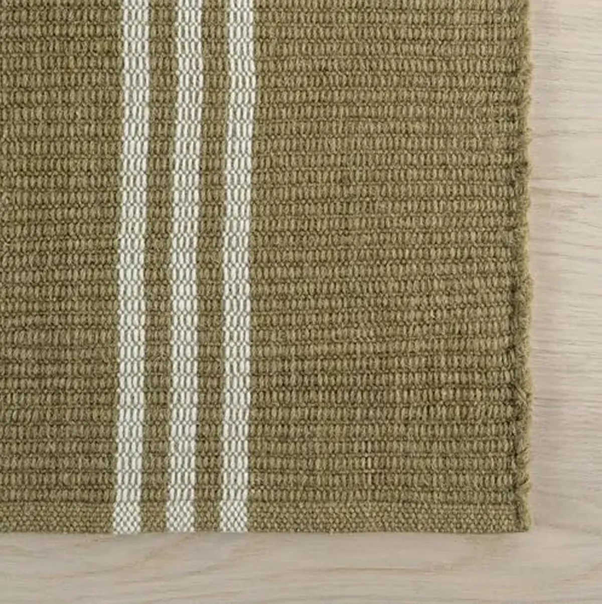 Rugs USA x Lauren Liess Hawthorn Striped Wool Area Rug, 4x6, Olive Green