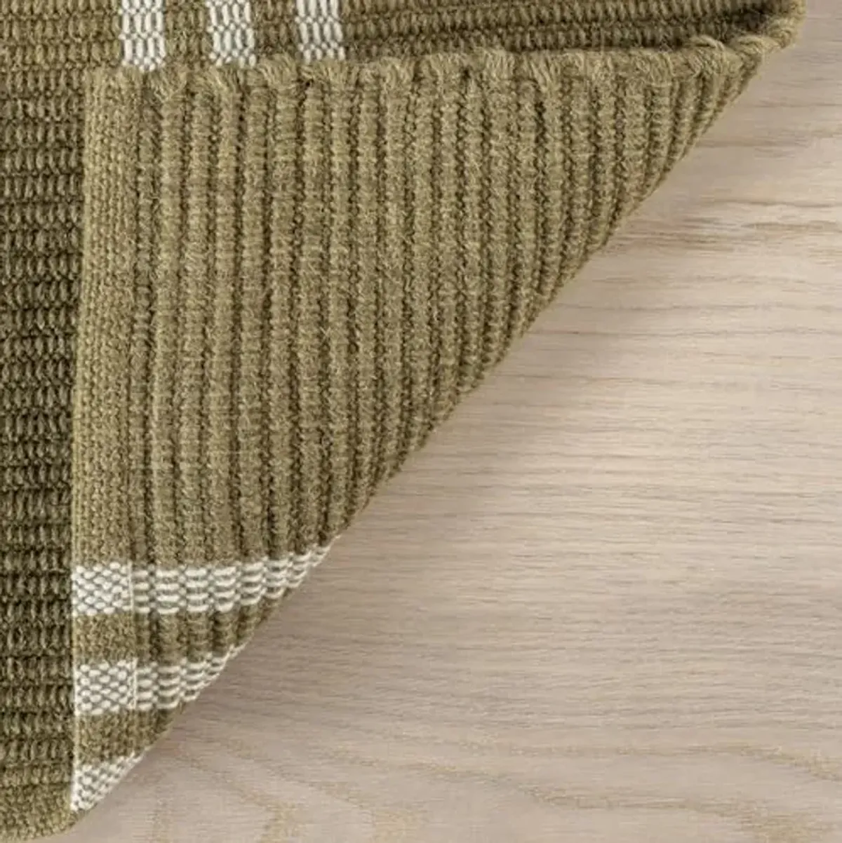 Rugs USA x Lauren Liess Hawthorn Striped Wool Area Rug, 4x6, Olive Green