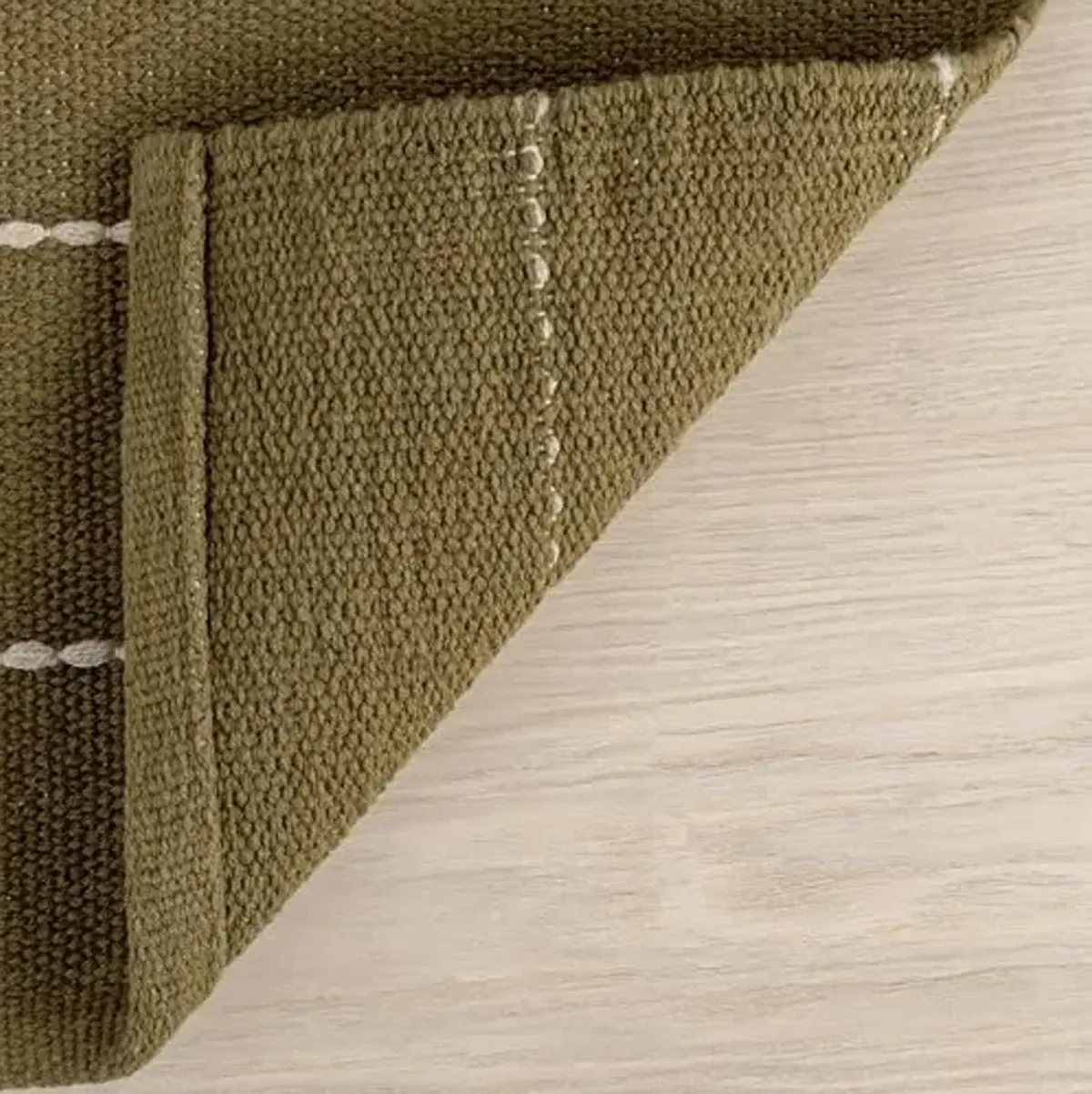 Rugs USA Nightwalk Olive Green/Ivory, 6' x 9', Handmade, Striped, Cotton, Soft and Cozy, High Traffic, Stain Resistant, Easy Clean, Durable Area Rug for Bedroom, Living Room, Dining, Den, Foyer