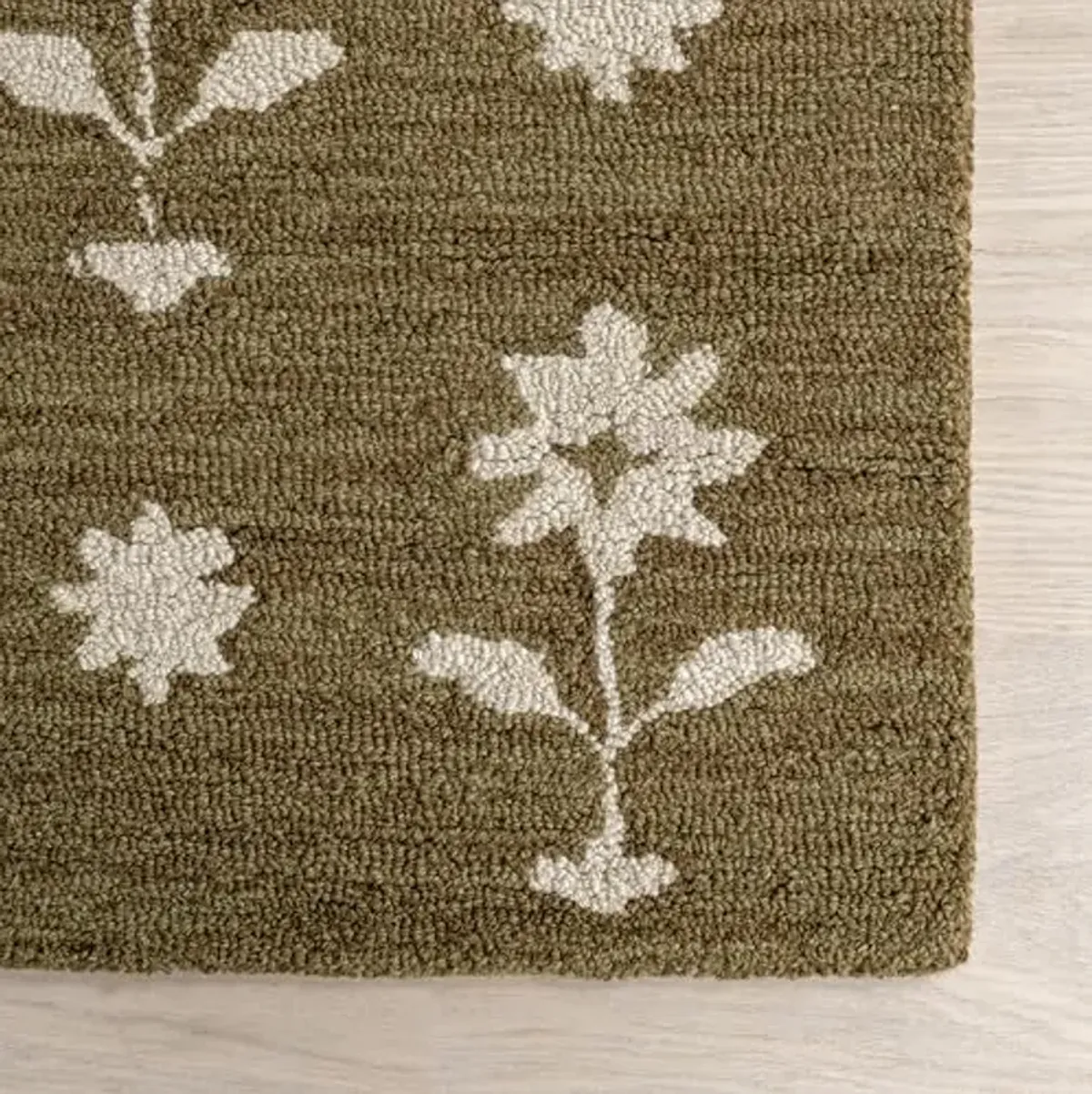 Rugs USA x Lauren Liess Ella Wool Area Rug, 9x12, Olive Green