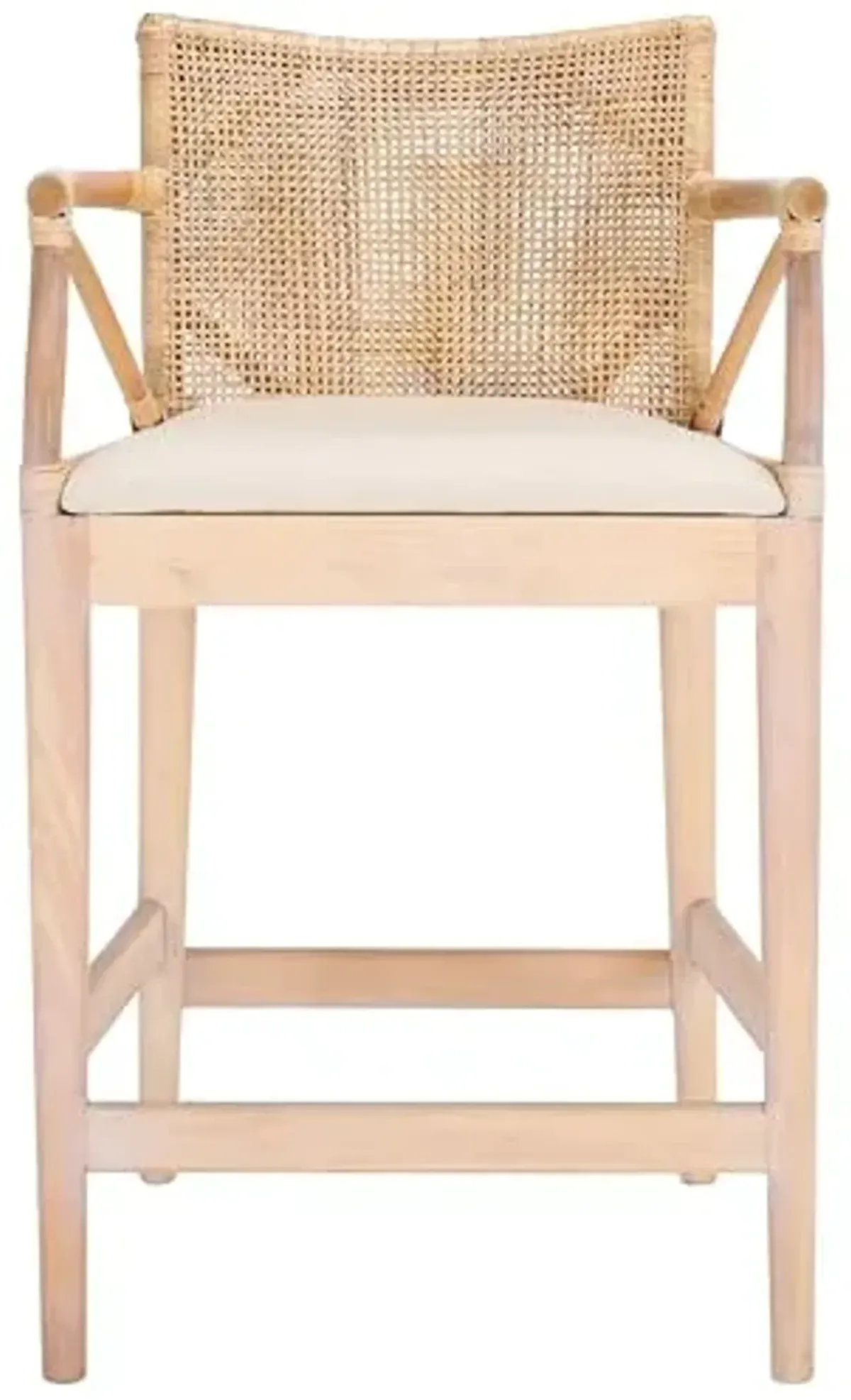 SAFAVIEH Home Collection Gianni 26-inch Natural White Wash/White Cushion Counter Stool (Fully Assembled)