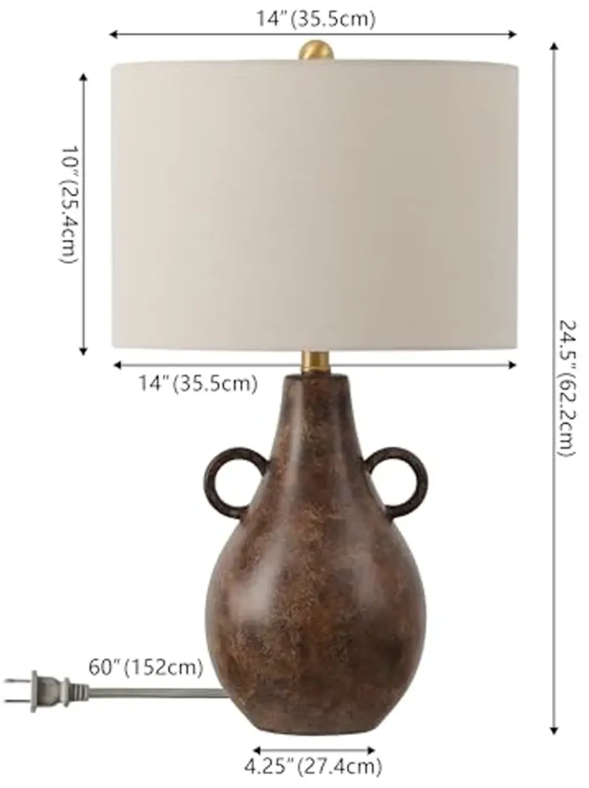 SAFAVIEH Lighting Collection Shiloh Antique Brown/Brass Ceramic 25-inch Table Lamp (LED Bulb Included)