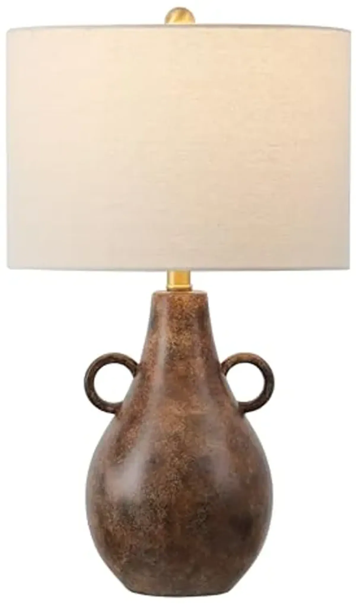 SAFAVIEH Lighting Collection Shiloh Antique Brown/Brass Ceramic 25-inch Table Lamp (LED Bulb Included)