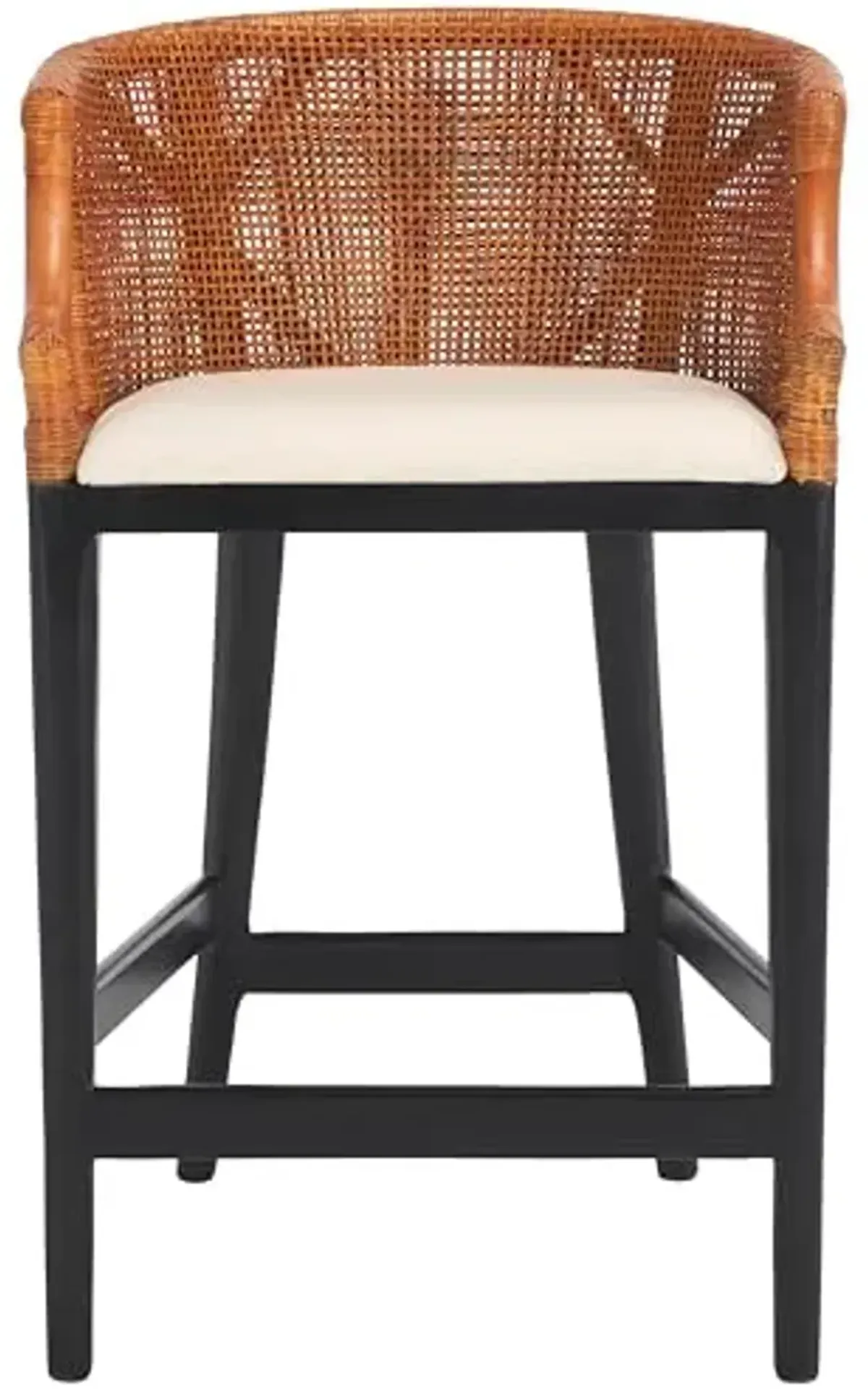 SAFAVIEH Home Collection Brando Tropical Coastal 24-inch Brown/Black/White Cushion Counter Stool (Fully Assembled)