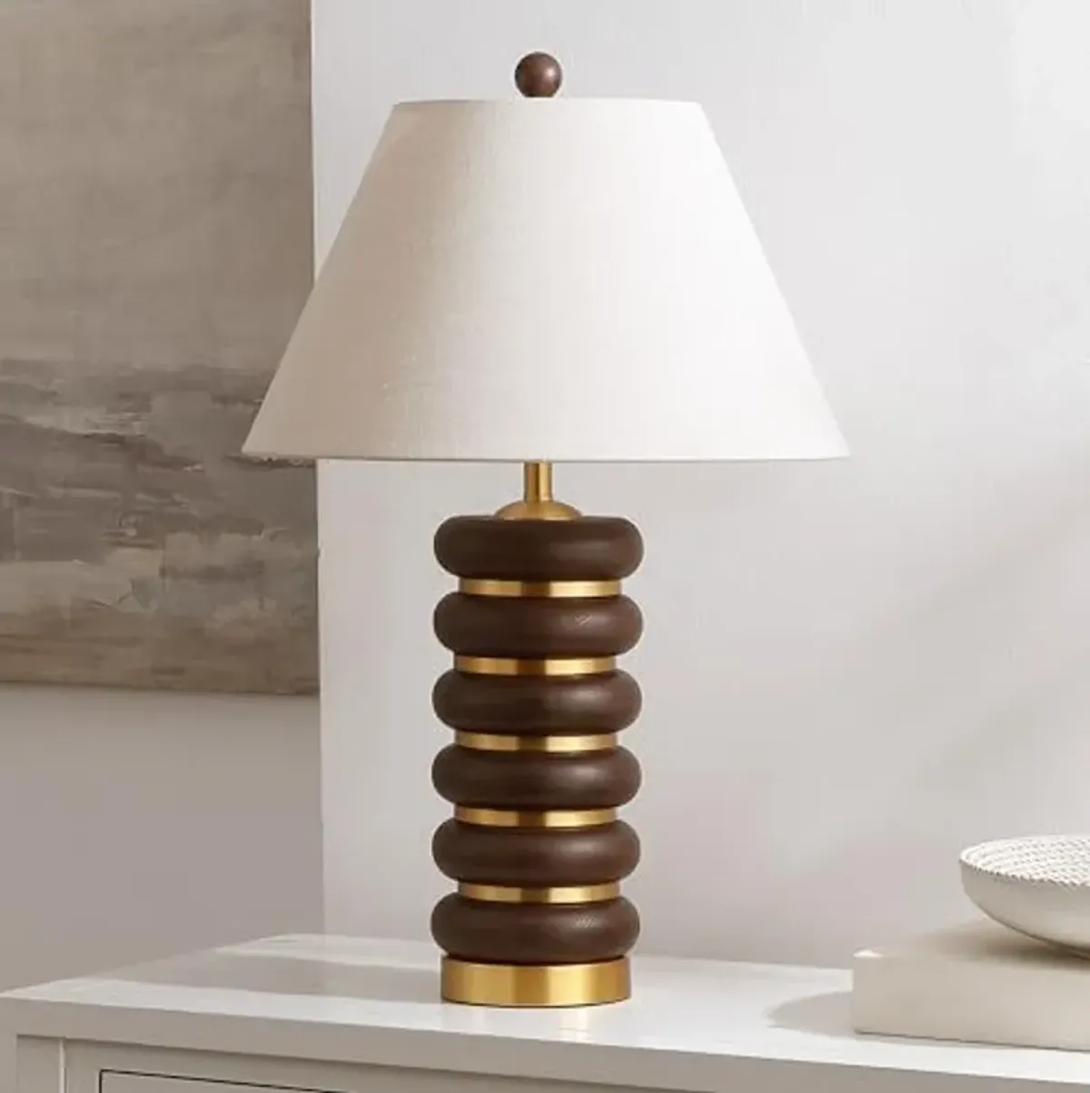 SAFAVIEH Lighting Collection Arani Dark Brown/Brass 25-inch Table Lamp (LED Bulb Included)