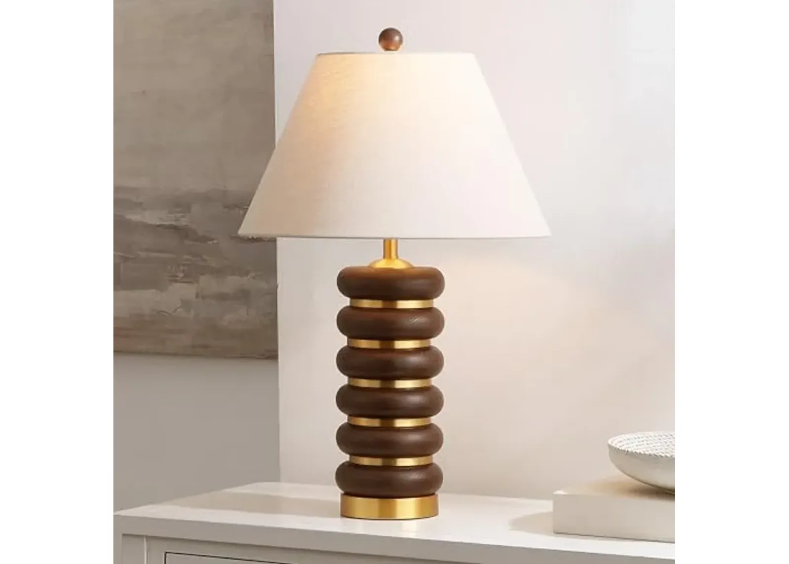 SAFAVIEH Lighting Collection Arani Dark Brown/Brass 25-inch Table Lamp (LED Bulb Included)