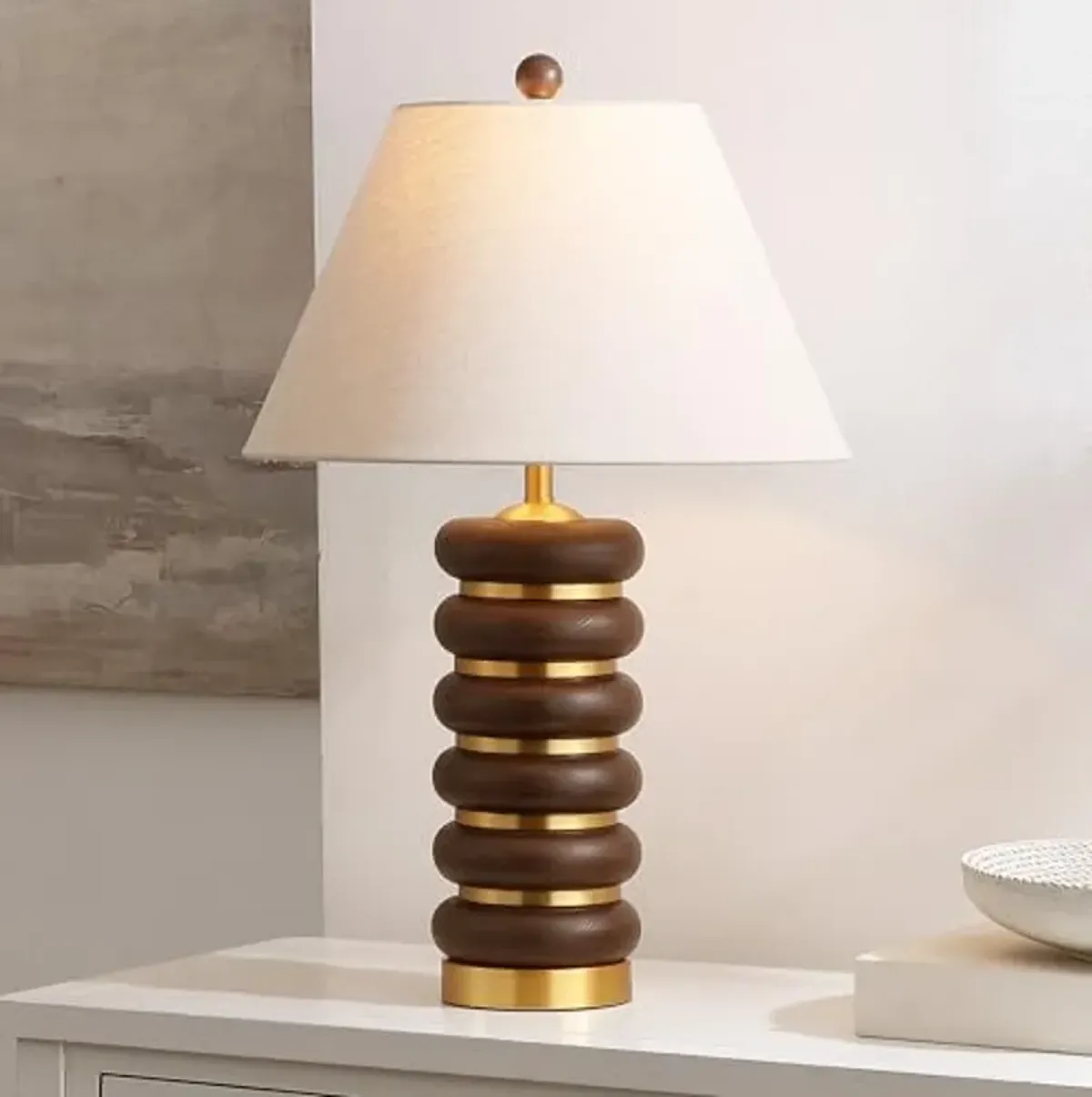 SAFAVIEH Lighting Collection Arani Dark Brown/Brass 25-inch Table Lamp (LED Bulb Included)