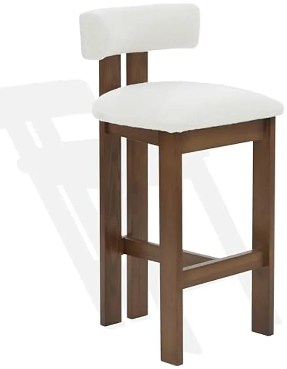 SAFAVIEH Couture Collection Macey Ivory/Walnut Boucle 30-inch Seat Height Bar Stool