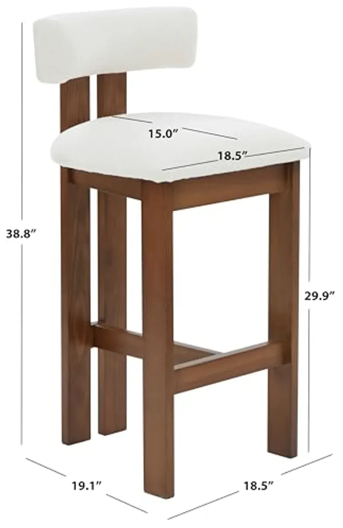 SAFAVIEH Couture Collection Macey Ivory/Walnut Boucle 30-inch Seat Height Bar Stool