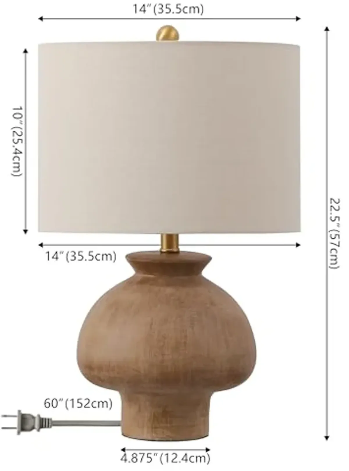 SAFAVIEH Lighting Collection Noam Light Brown Ceramic 23-inch Table Lamp (LED Bulb Included)