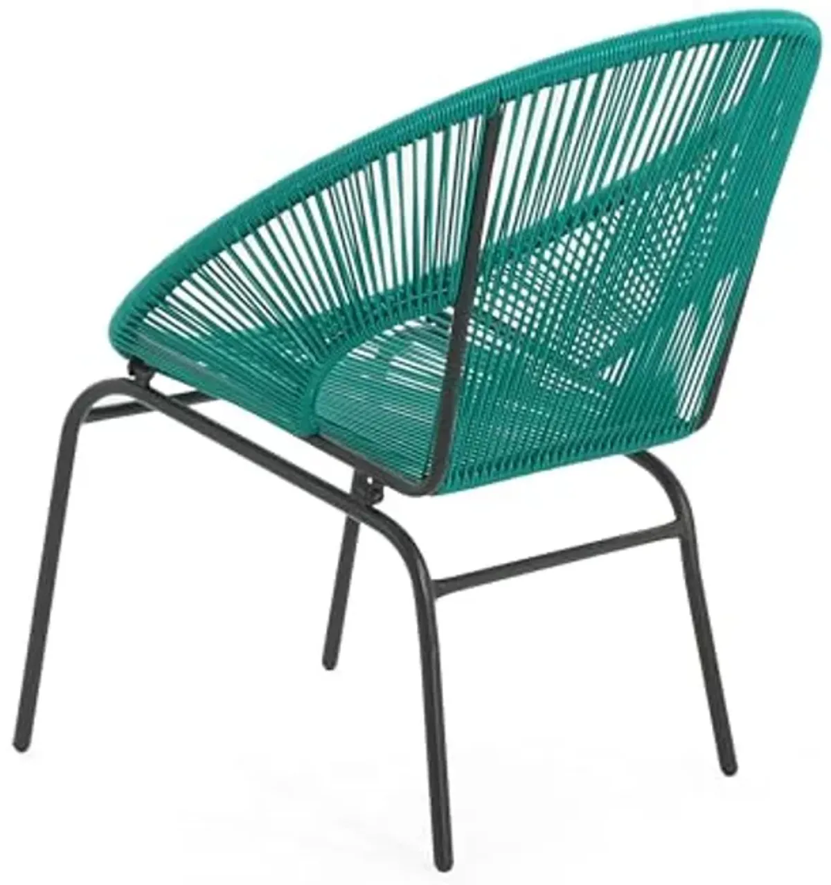 Christopher Knight Home Outdoor Wicker Chairs Set of 2, Weave Club Chairs, Round Basket Woven Seating Chairs, Iron Frame Durable Legs, Rattan Club Chairs for Patio Balcony, Poolside, Gardern, Teal