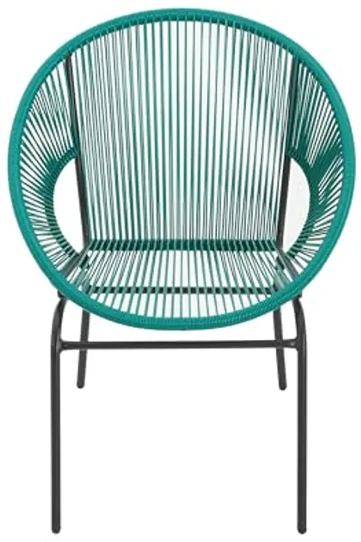 Christopher Knight Home Outdoor Wicker Chairs Set of 2, Weave Club Chairs, Round Basket Woven Seating Chairs, Iron Frame Durable Legs, Rattan Club Chairs for Patio Balcony, Poolside, Gardern, Teal