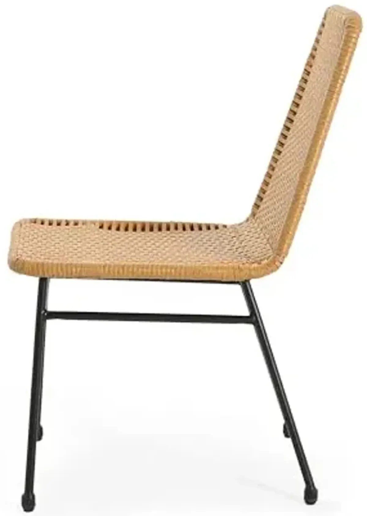 Christopher Knight Home Woven Dining Chairs Set of 2, Rattan Backrest Chairs, Iron Frame Legs Kitchen Chairs, Basket Dining Chairs, Wicker Seating Chairs for Garden, Balcony, Dining Room, Light Brown