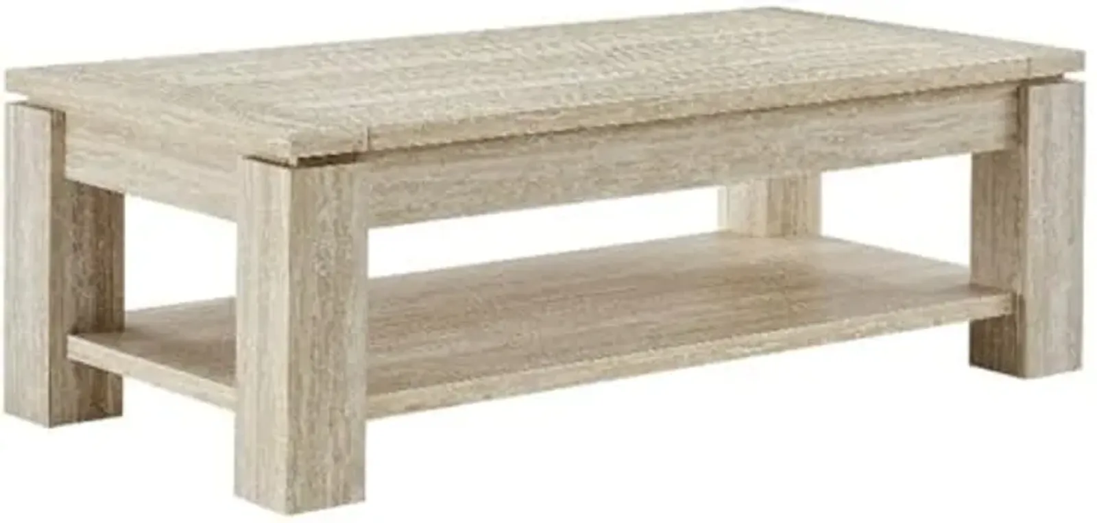 Modway Hollis Rectangular Coffee Table with Faux in Travertine