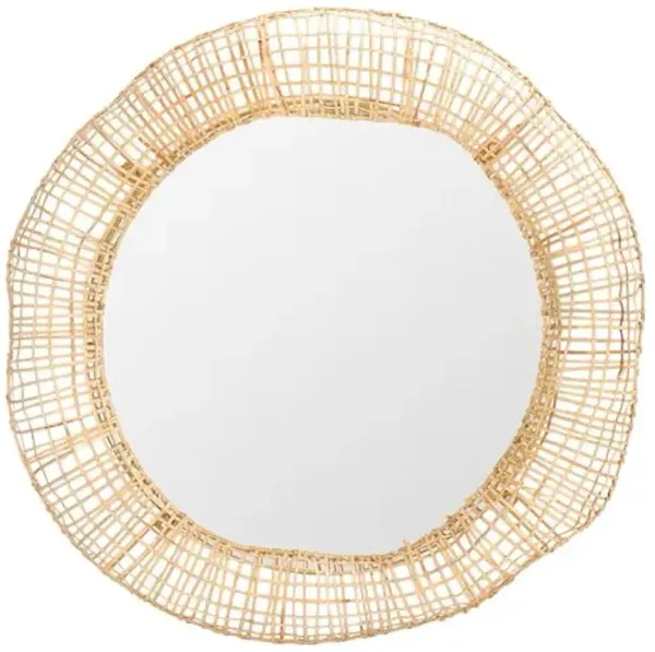 SAFAVIEH Home Collection Alia Boho Coastal Tropical Natural Cane 24-inch Round Wall Mirror, Ideal for Bedroom, Living Room, Bathroom, Foyer, Entryway