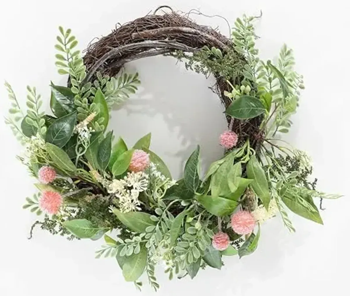 SAFAVIEH Home Collection Faux Artificial 21-inch Sweetgum & Mandarin Decorative Semi Wreath