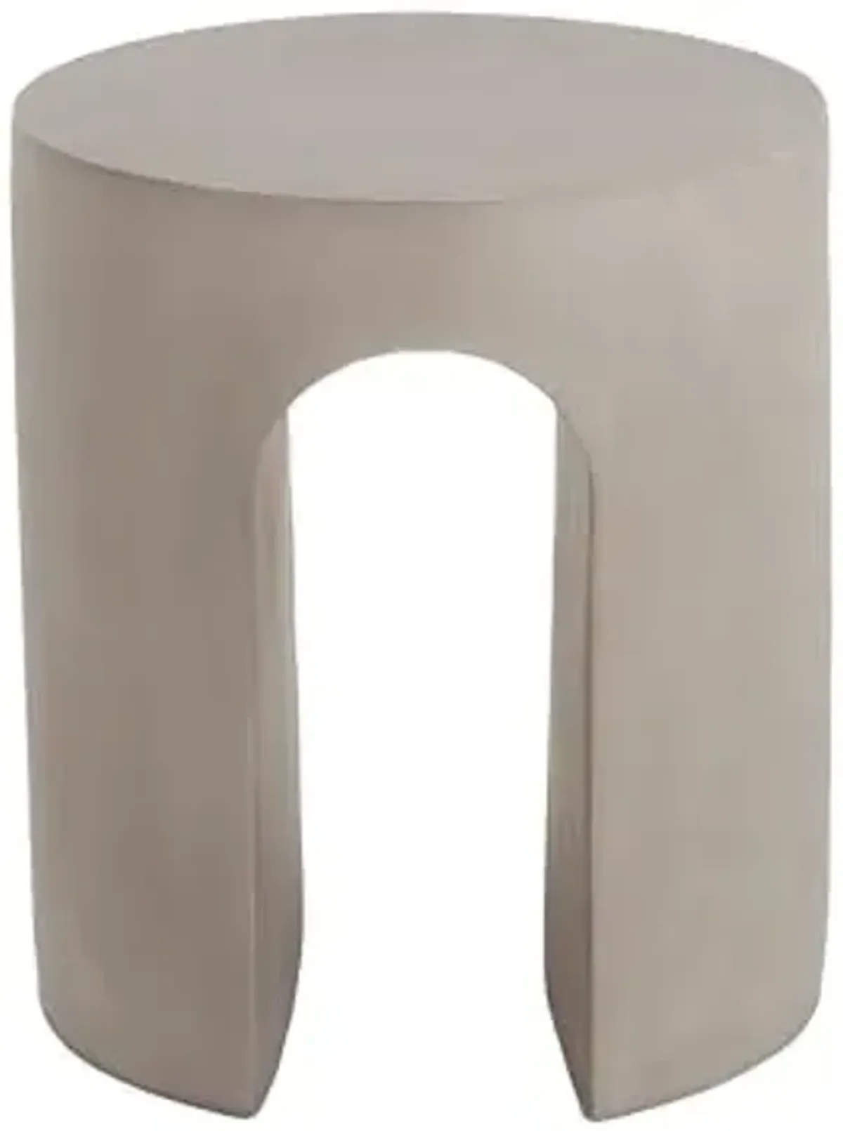 Christopher Knight Home Outdoor Round Side Table, U-Shaped Patio Garden Stool Coffee End Table,Decorative Accent Table for Patio,or Balcony,Lightweight Concrete Material,Light Gray