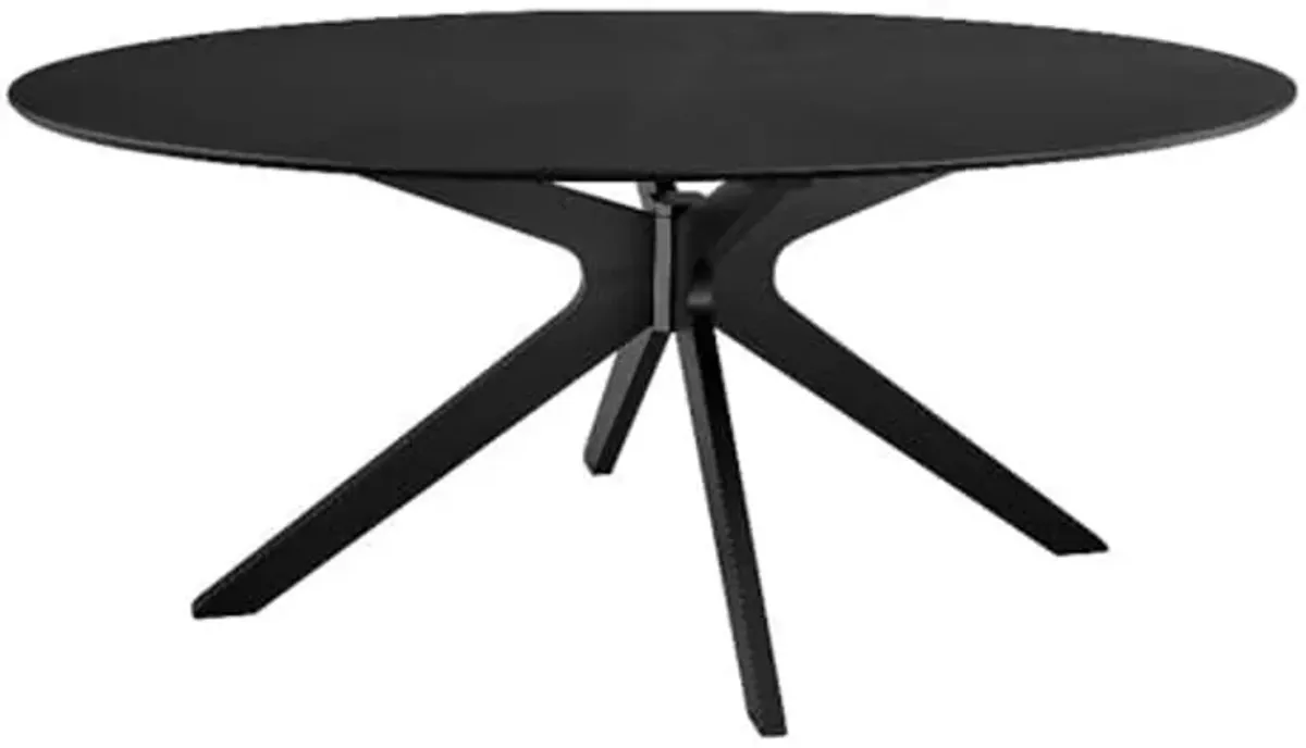 Modway Crossroads 71" Oval Wood Dining Table, Wood Veneer, Seats 6, Easy to Assemble in Black