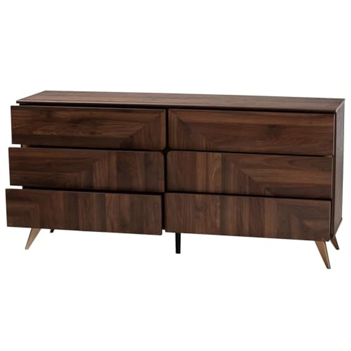 Baxton Studio Graceland Mid-Century Modern Transitional Walnut Brown Finished Wood 6-Drawer Dresser