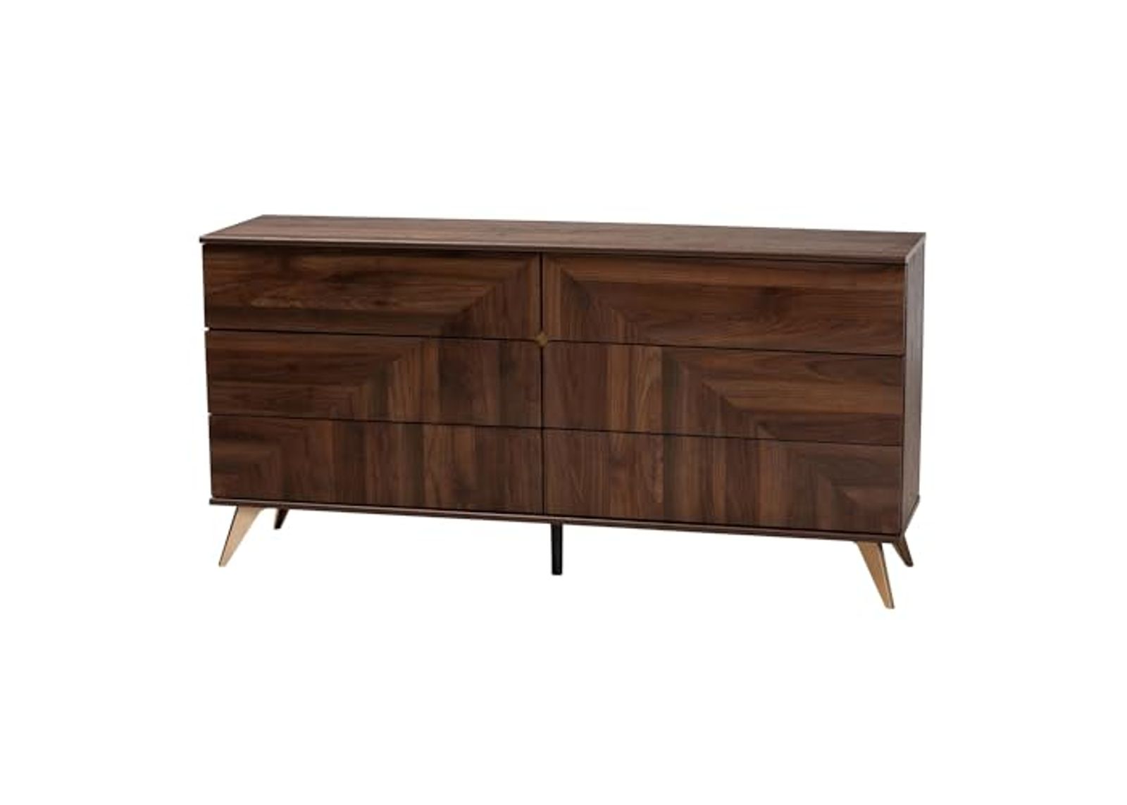 Baxton Studio Graceland Mid-Century Modern Transitional Walnut Brown Finished Wood 6-Drawer Dresser