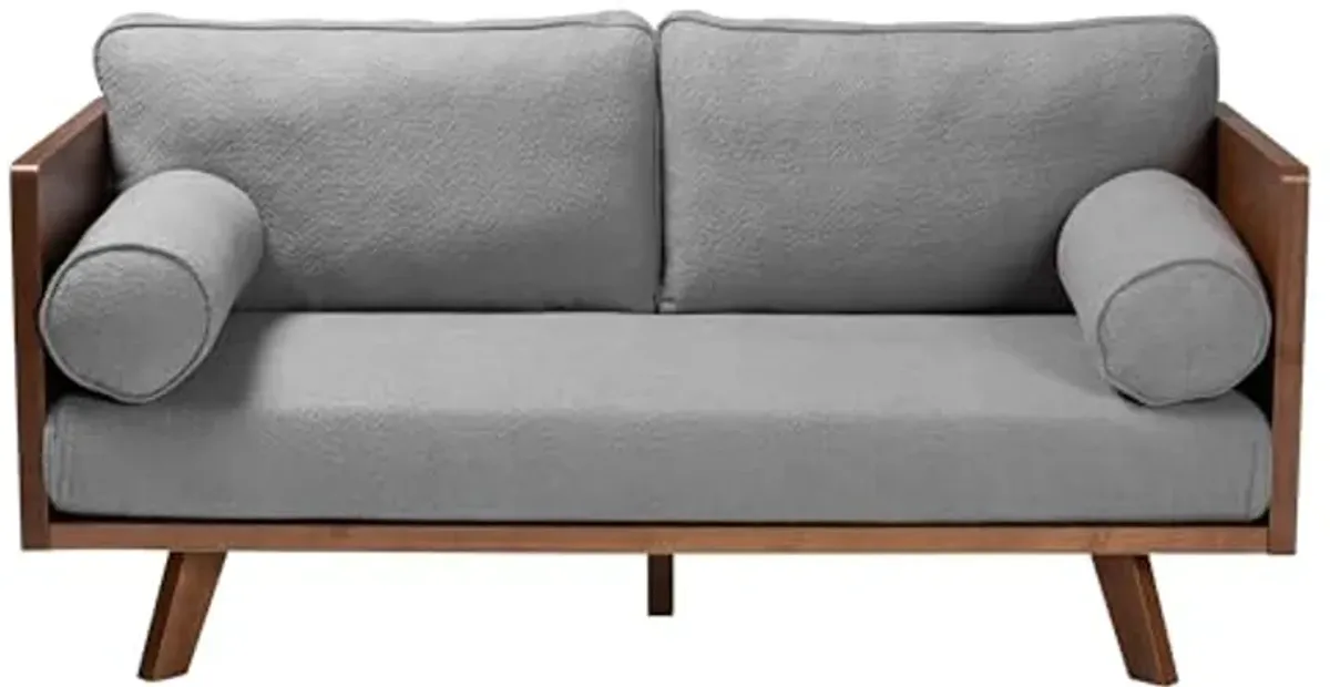 Baxton Studio Uriel Mid-Century Modern Grey Boucle Fabric Sofa