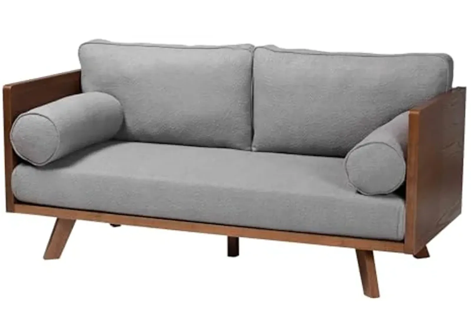 Baxton Studio Uriel Mid-Century Modern Grey Boucle Fabric Sofa