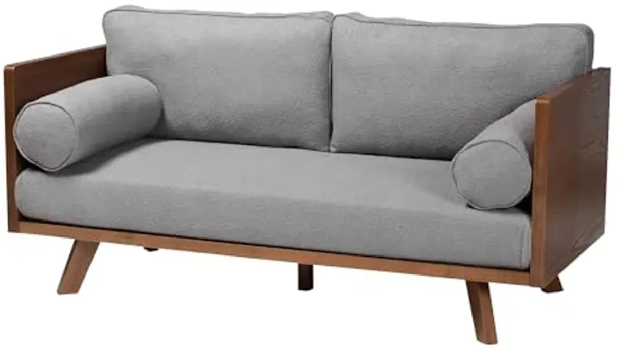 Baxton Studio Uriel Mid-Century Modern Grey Boucle Fabric Sofa