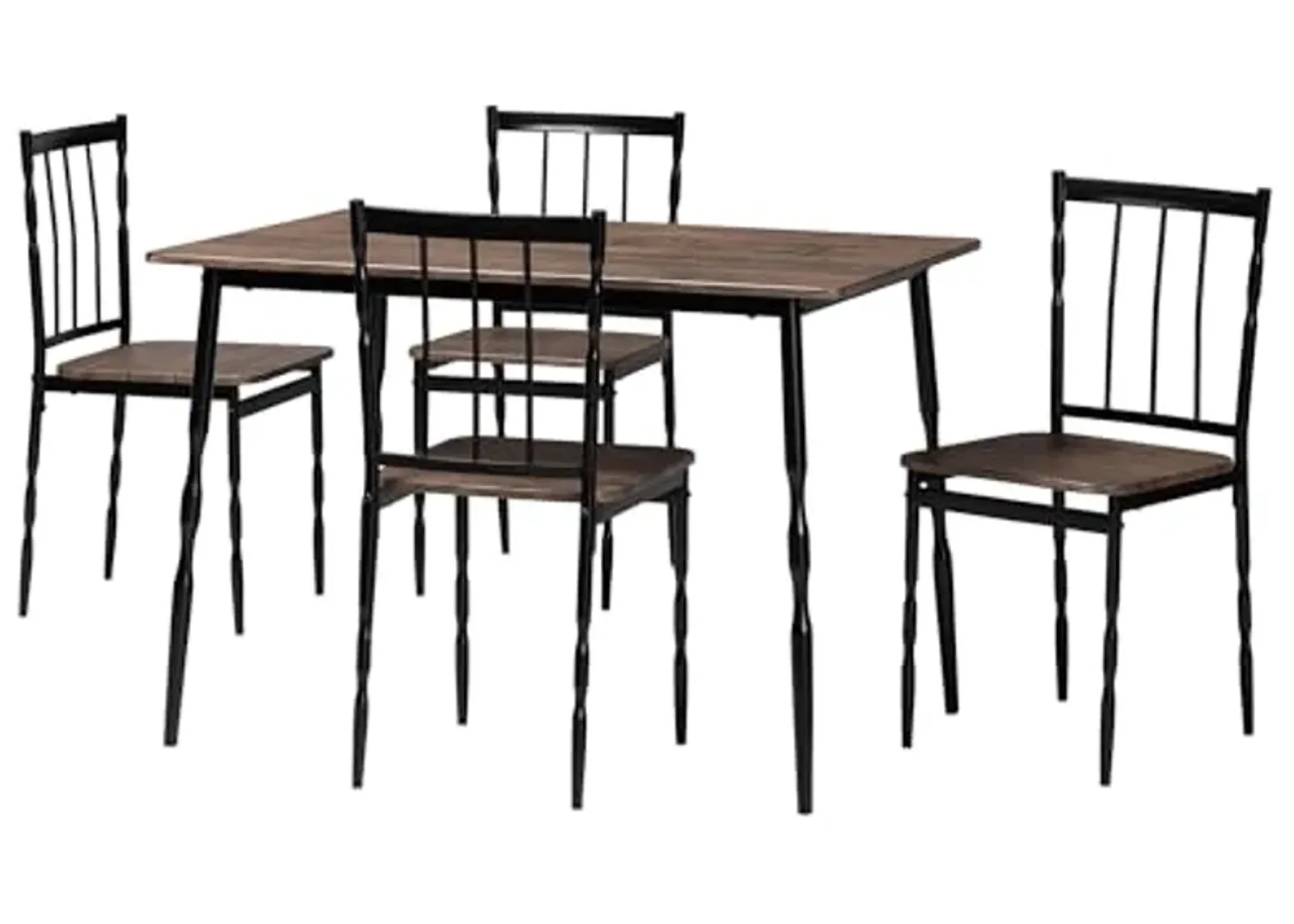 Baxton Studio Nevan Modern Industrial Brown Wood and Metal 5-Piece Dining Set