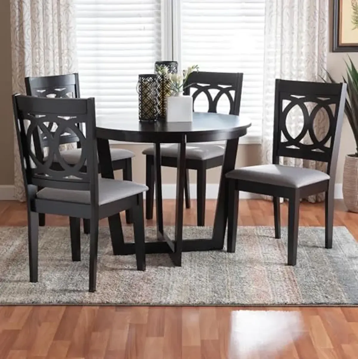 Baxton Studio Kara Modern Grey and Dark Brown Finished Wood 5-Piece Dining Set