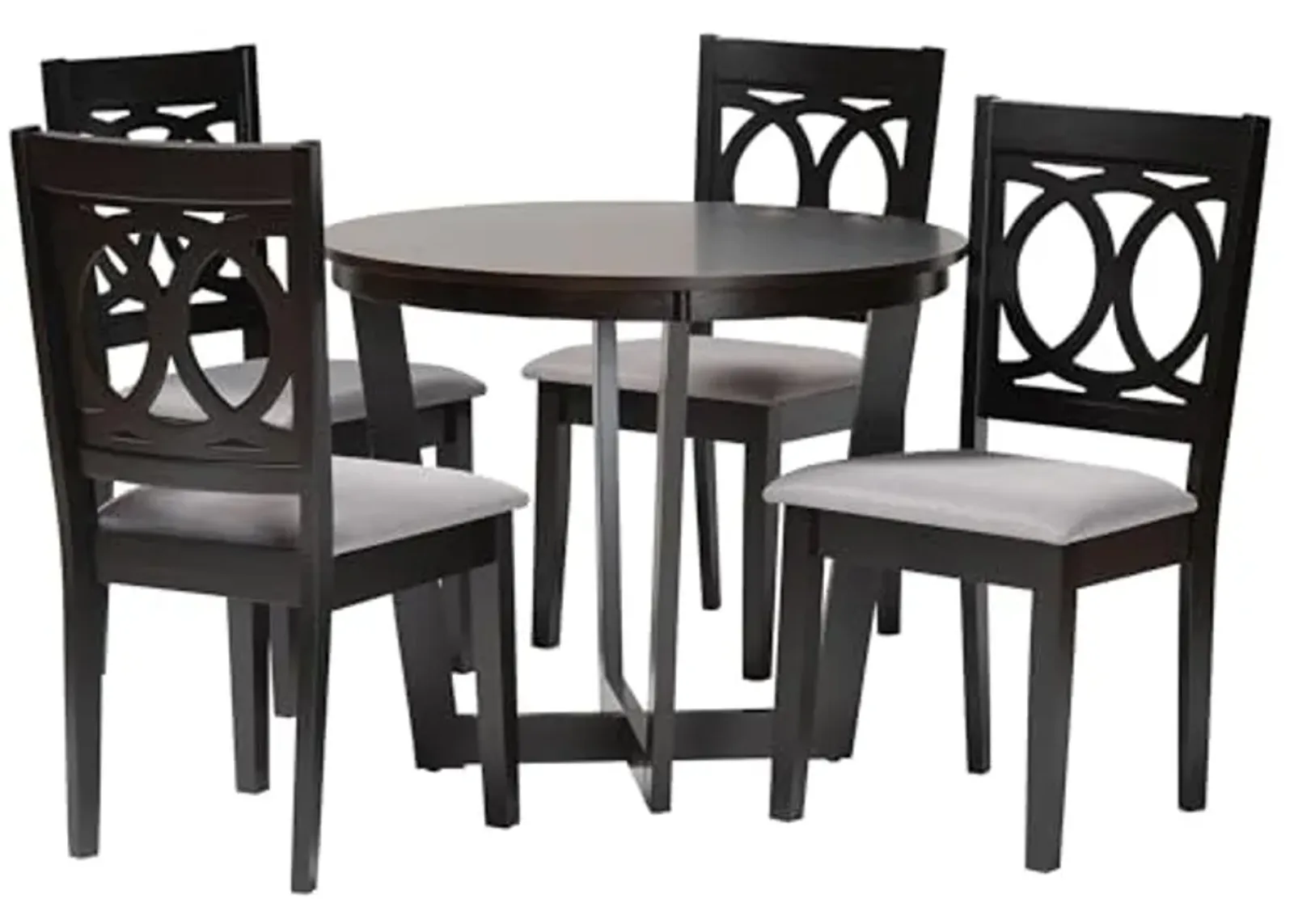 Baxton Studio Kara Modern Grey and Dark Brown Finished Wood 5-Piece Dining Set