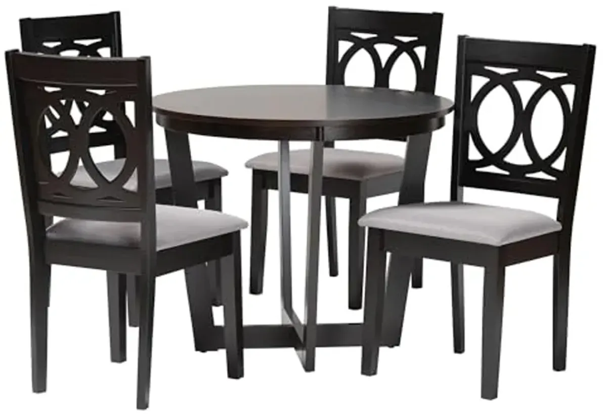 Baxton Studio Kara Modern Grey and Dark Brown Finished Wood 5-Piece Dining Set