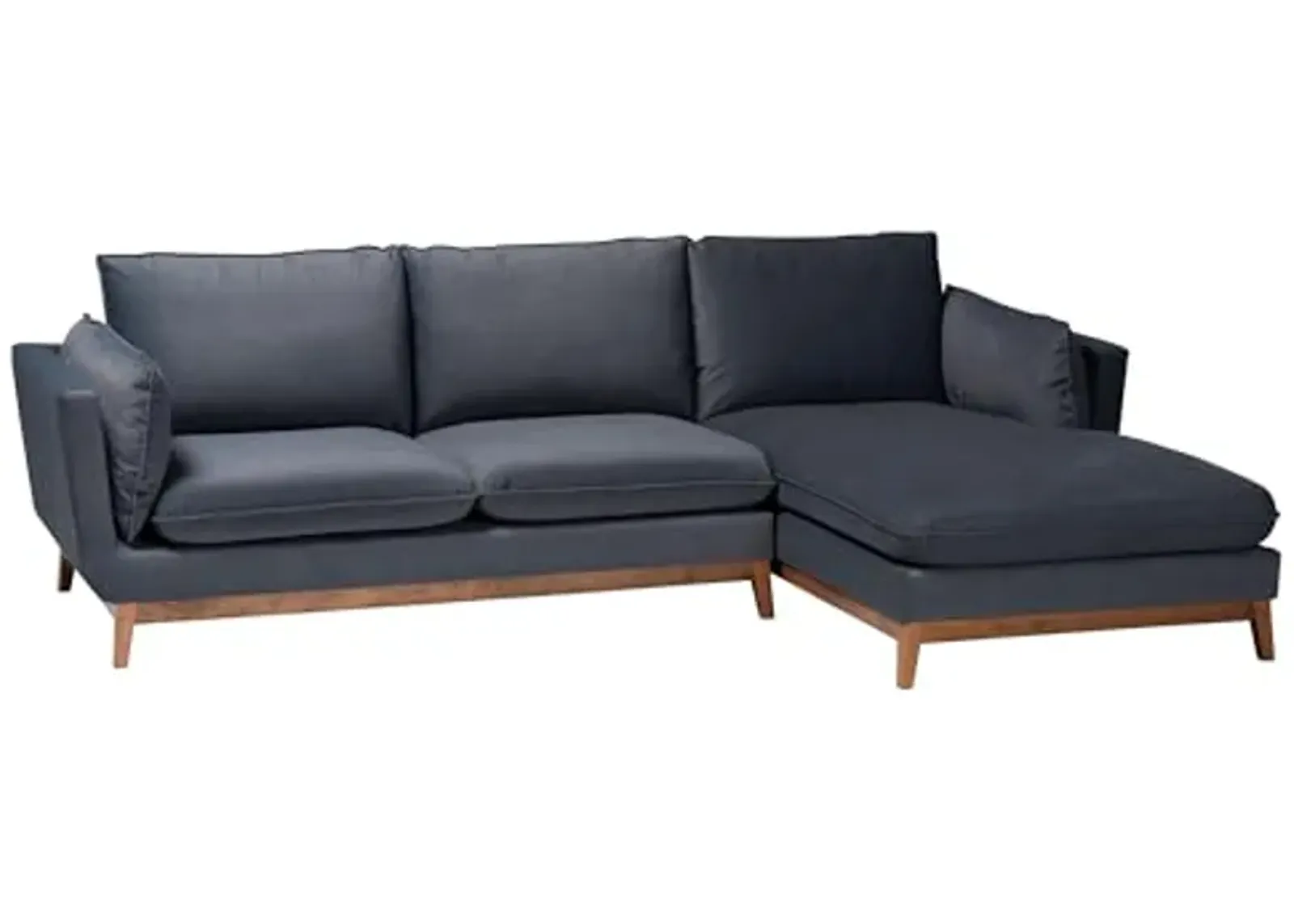 Baxton Studio Linanas Modern Dark Grey Fabric Right Facing Sectional Sofa