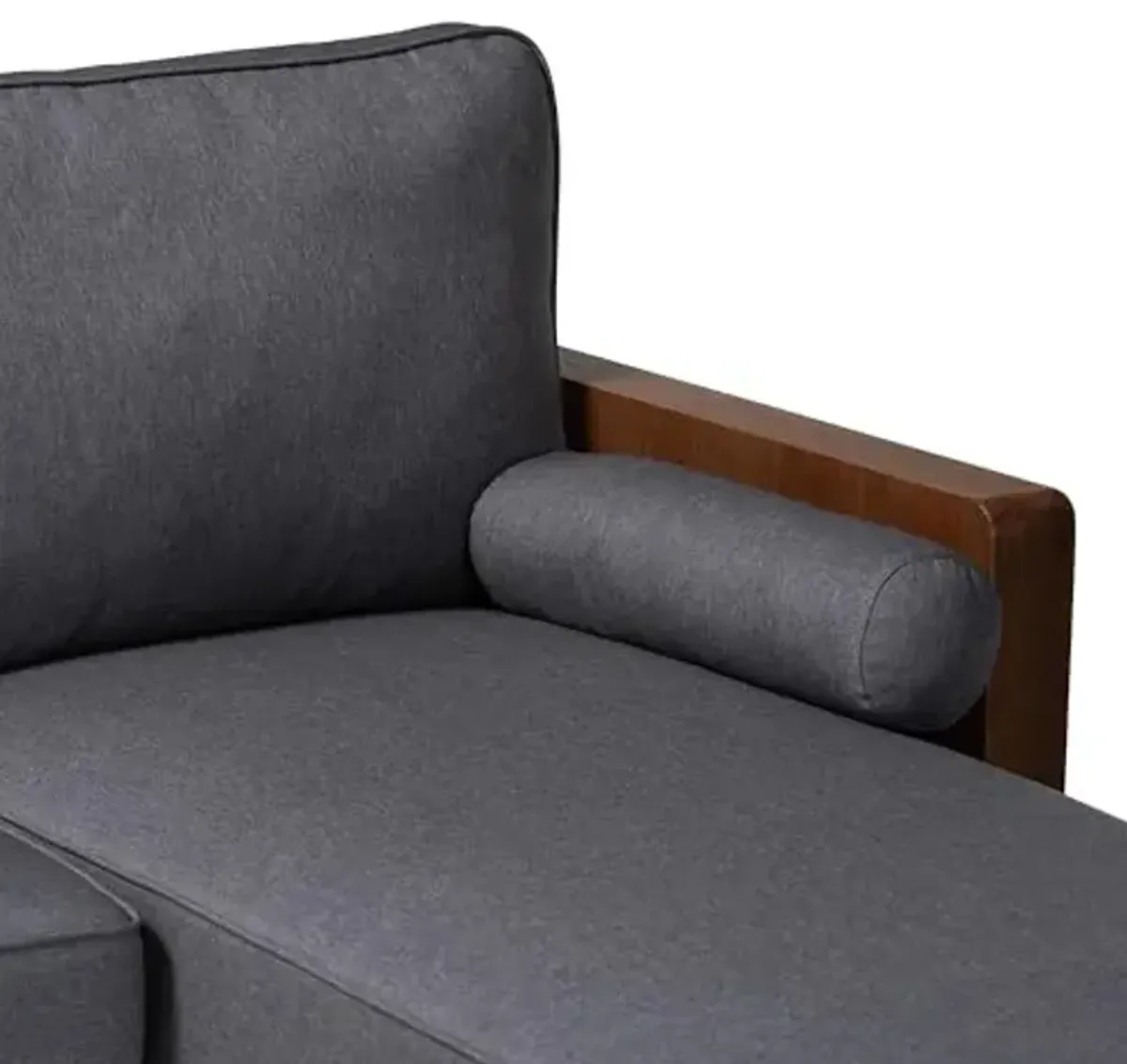 Baxton Studio Harleson Gray Fabric and Brown Wood Right Facing Sectional Sofa